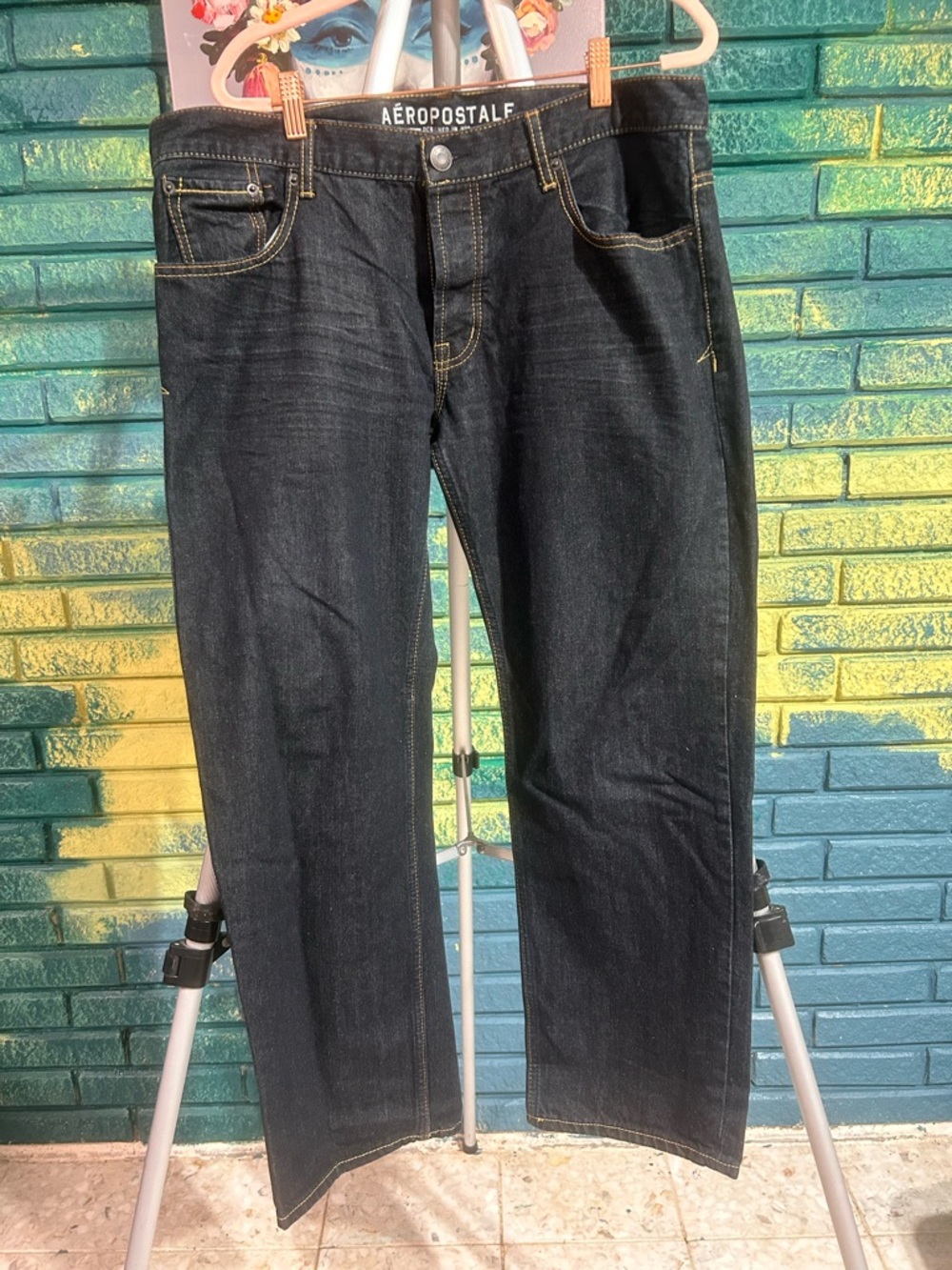 Aeropostale Men's Dark Blue Straight Jeans 36x30